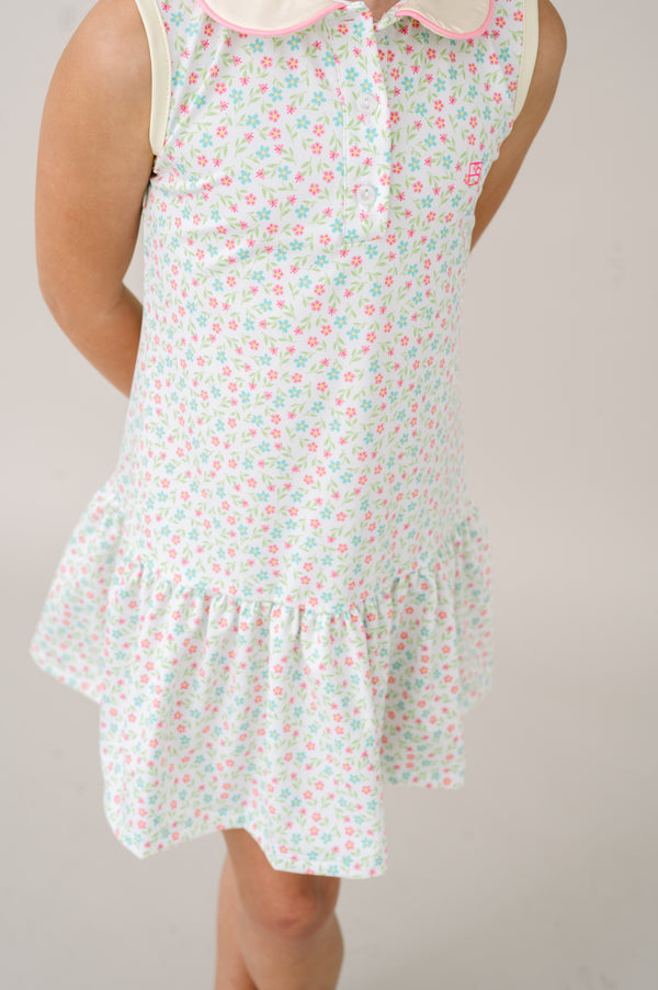 Darla Dress- Petal Pop Floral, Sunshine Yellow, Flamingo Pink