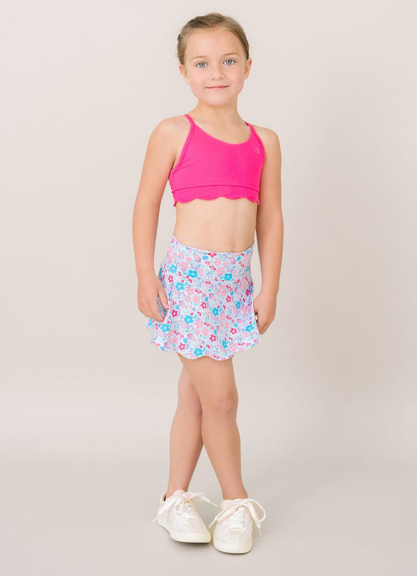 Zoe Scallop Skort- Bloomberry Floral, Power Pink