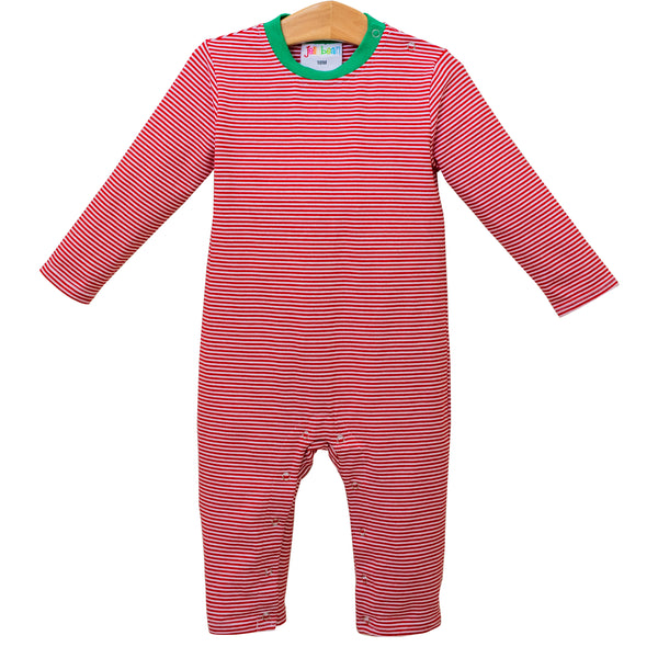 James Romper- Red Stripe & Green