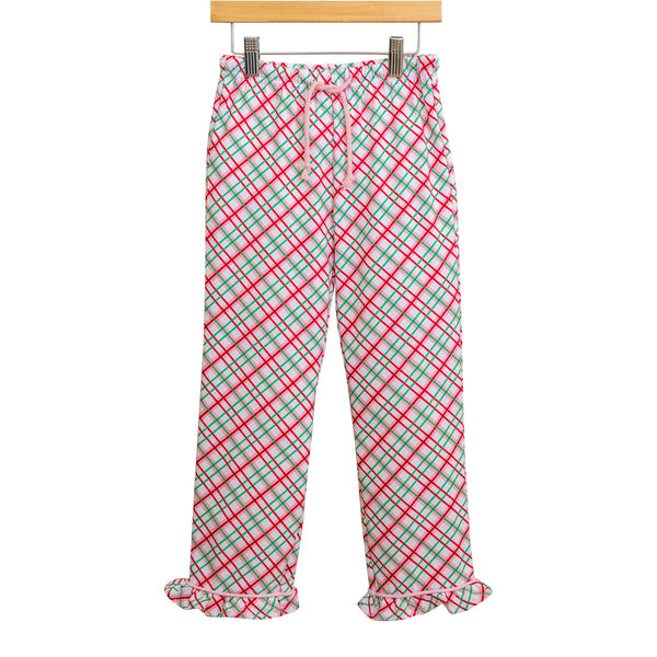 Merry & Bright Christmas Plaid Ruffle Pants