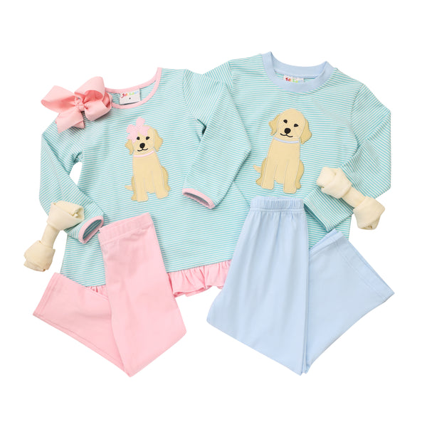 Puppy Ruffle Pants Set