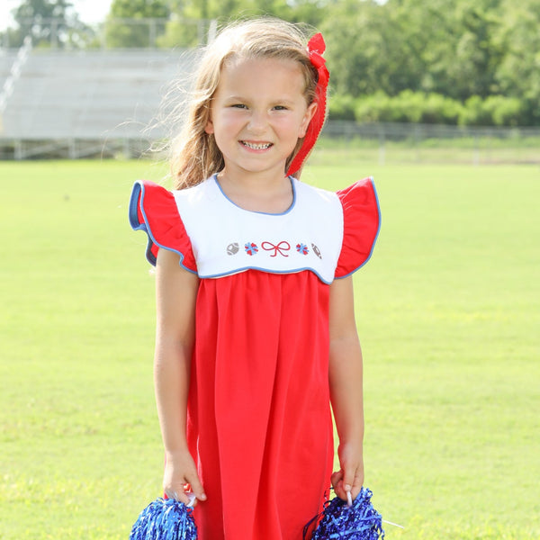 Team Spirit Scallop Dress- Red/Blue