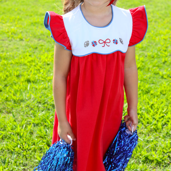 Team Spirit Scallop Dress- Red/Blue