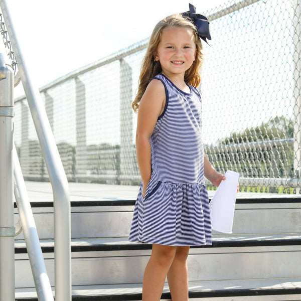 Bow Back Cheer Dress- Navy