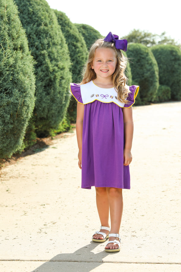 Team Spirit Scallop Dress- Purple/Yellow