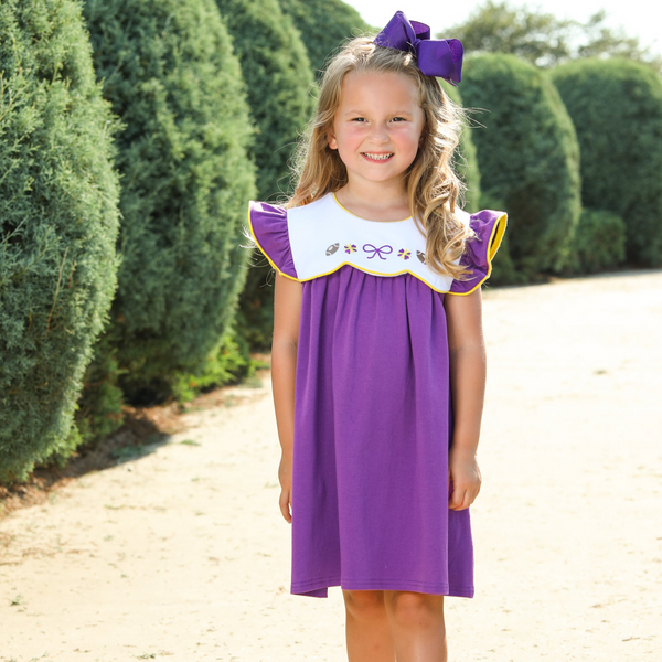 Team Spirit Scallop Dress- Purple/Yellow