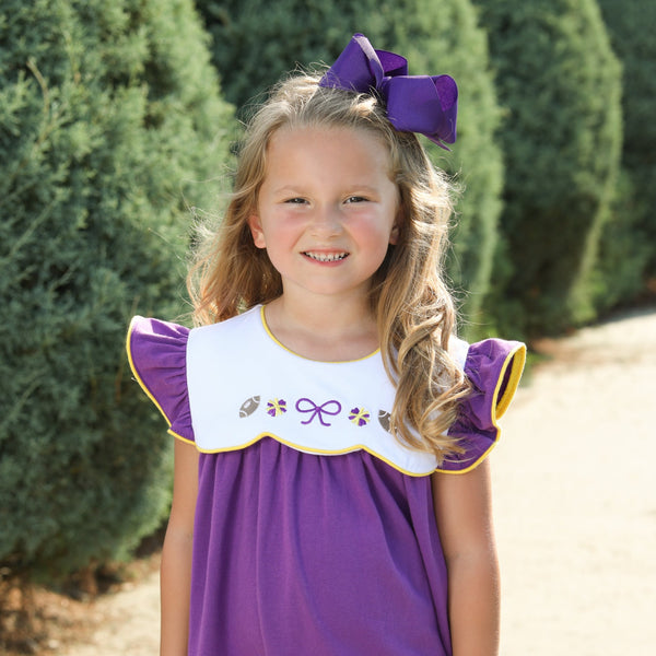 Team Spirit Scallop Dress- Purple/Yellow