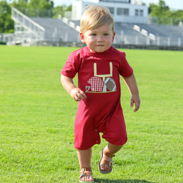 Touch Down Romper- Crimson