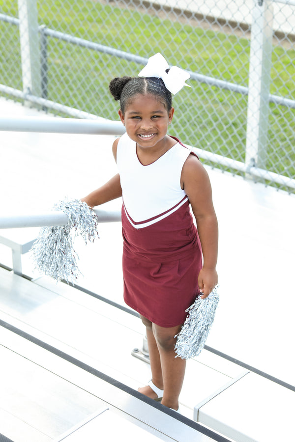 Cheer Uniform Skort Set- Maroon/White