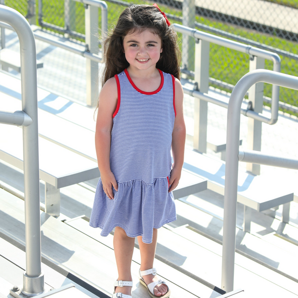 Bow Back Cheer Dress- Blue & Red