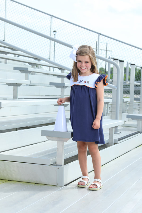 Team Spirit Scallop Dress- Navy/Orange