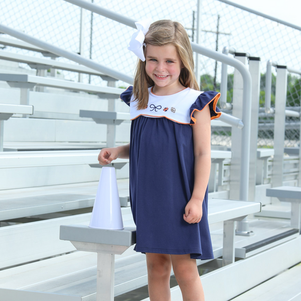 Team Spirit Scallop Dress- Navy/Orange