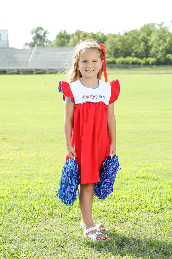 Team Spirit Scallop Dress- Red/Blue