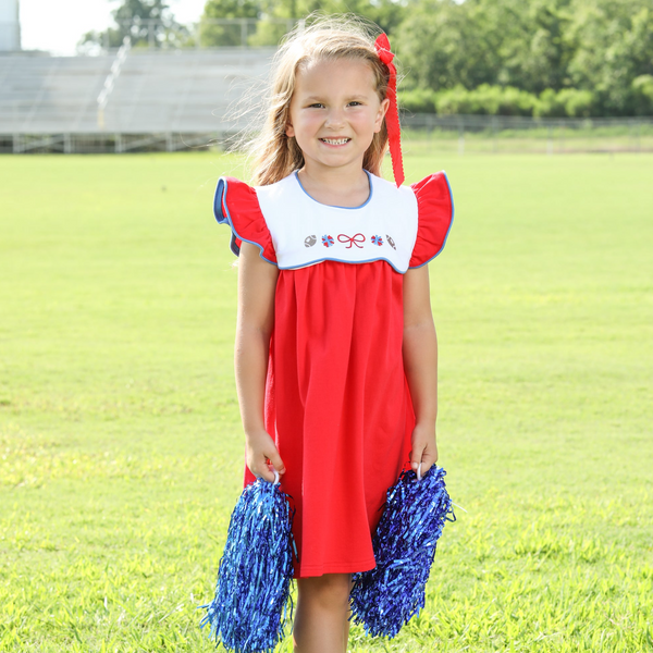 Team Spirit Scallop Dress- Red/Blue