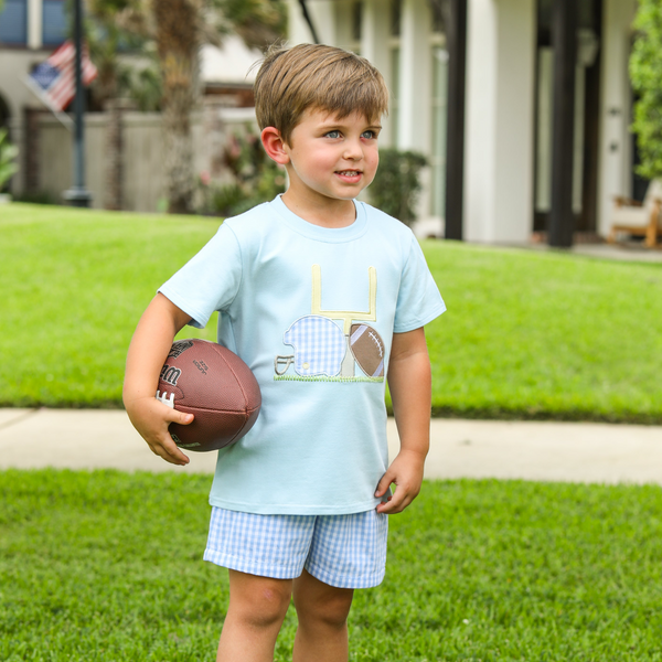 Gingham Shorts- Light Blue