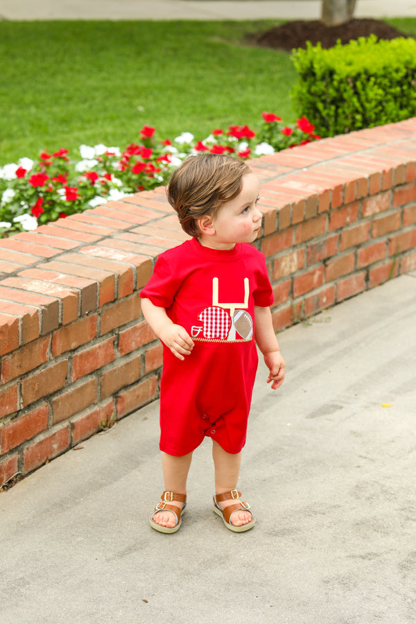 Touch Down Romper- Red