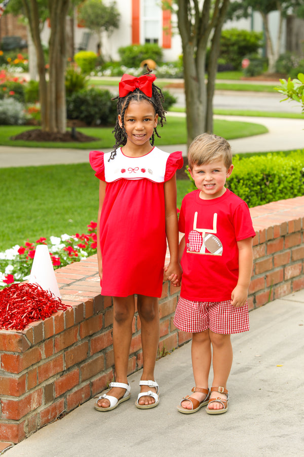 Team Spirit Scallop Dress- Red