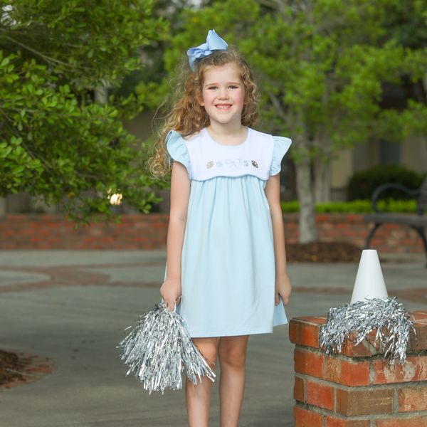 Team Spirit Scallop Dress- Light Blue