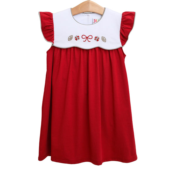 Team Spirit Scallop Dress- Crimson