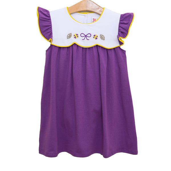 Team Spirit Scallop Dress- Purple/Yellow