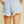 Textured Scalloped Knit Short Set- Light Blue