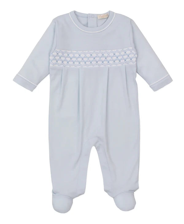 Hand Smocked Footie- Blue