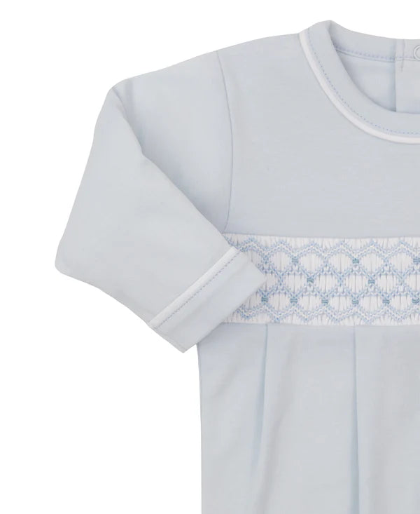 Hand Smocked Footie- Blue