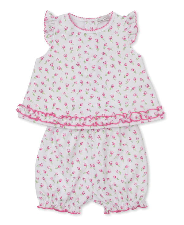 Tulip Blossoms Sunsuit Set - White