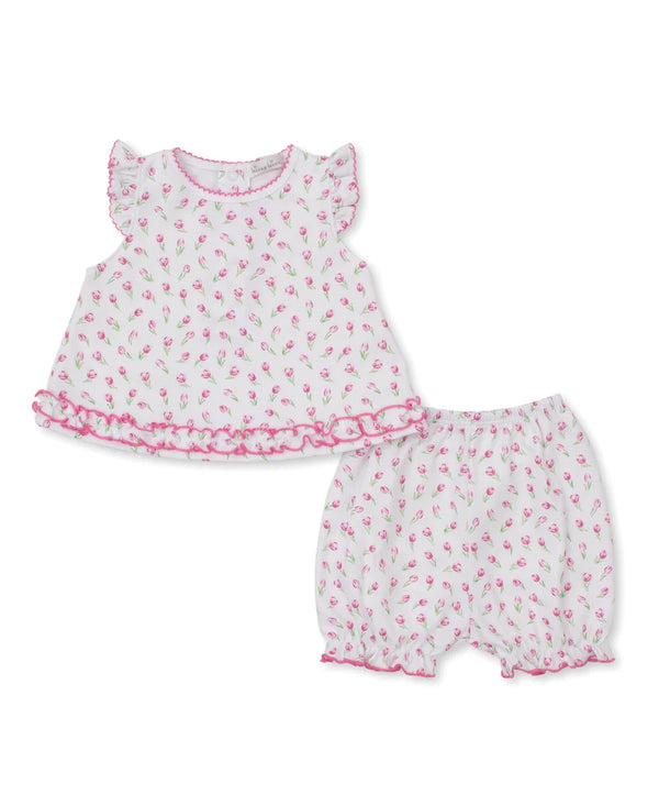 Tulip Blossoms Sunsuit Set - White