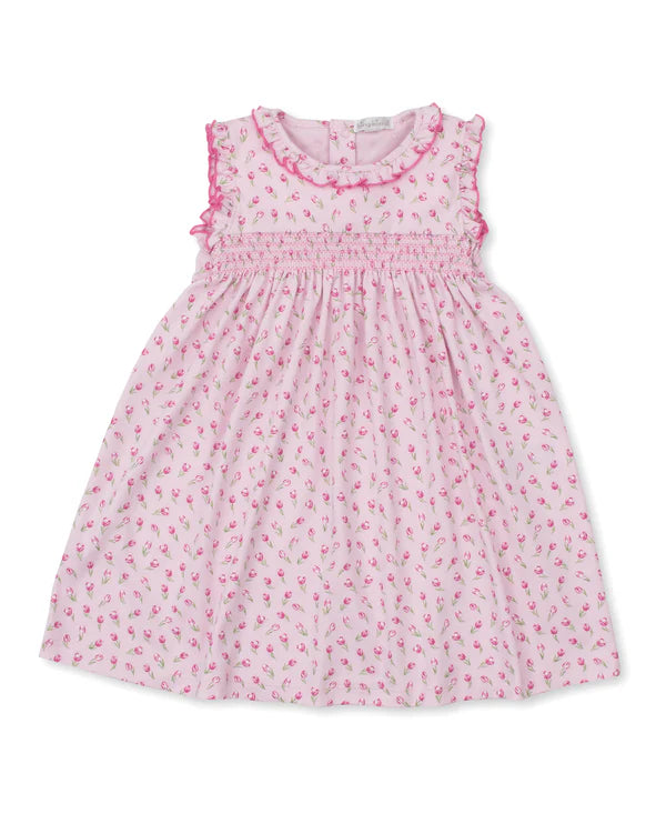 Tulip Blossoms Pink Smocked Dress- Pink