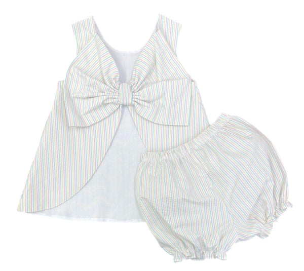 Spring Seersucker Stripe Lottie Bloomer Set