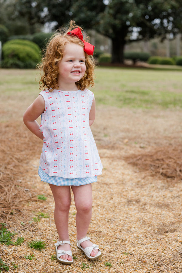 Cherries and Bows Knit Lottie Bloomer Set