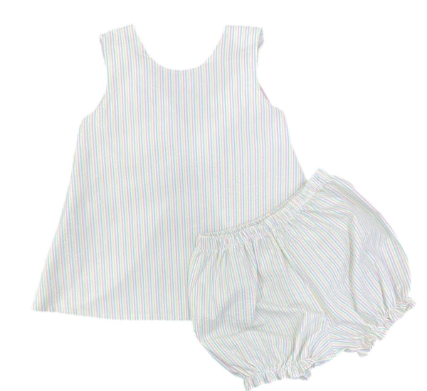 Spring Seersucker Stripe Lottie Bloomer Set