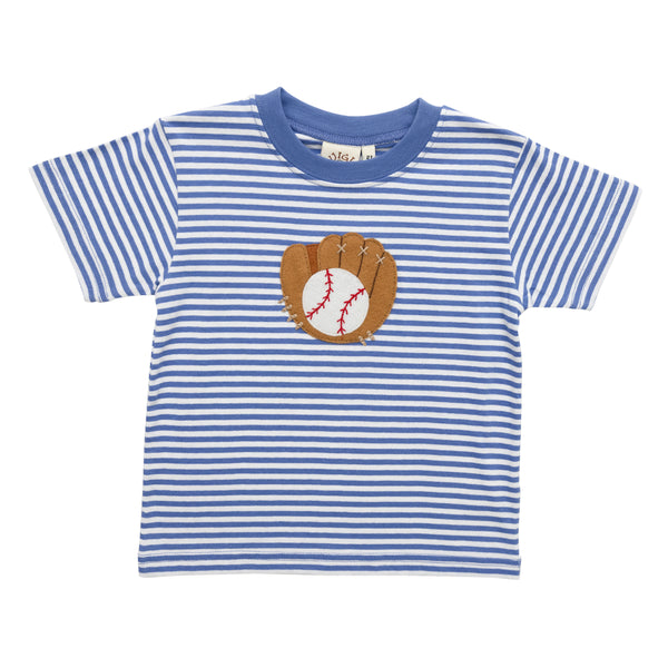 Baseball Glove Shirt- Chambray Stripe