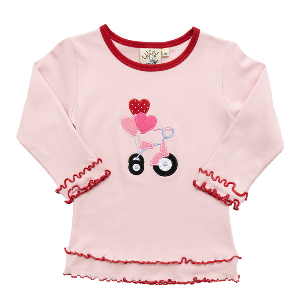 Trio Hearts Tricycle Ruffle Top