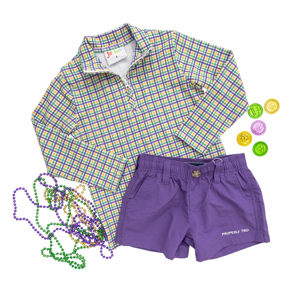 Mardi Gras Plaid Pullover