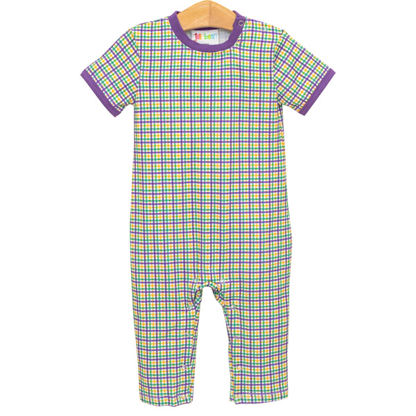 Mardi Gras Plaid Romper