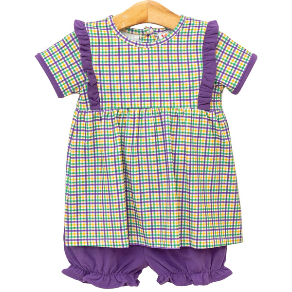 Mardi Gras Plaid Bloomer Set