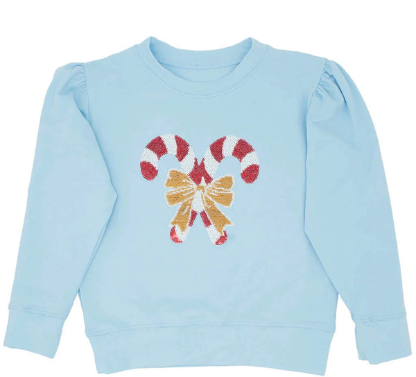 Holly Sweatshirt- Sequin Candy Canes