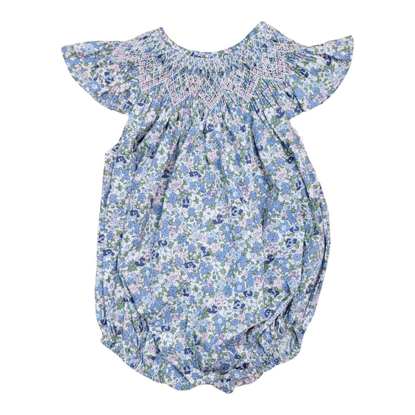 Maya Blue Floral Print Smocked Bubble