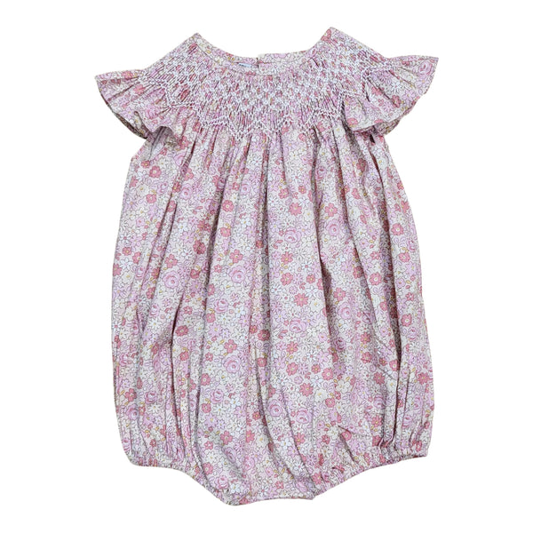 Brooklyn Pink Flower Print Smocked Bubble