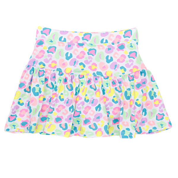 Neon Leopard Gathered Skort