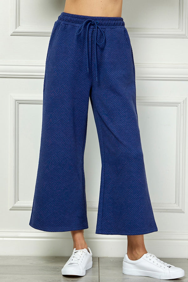 Textured Lounge Pants Set- Skipper Blue