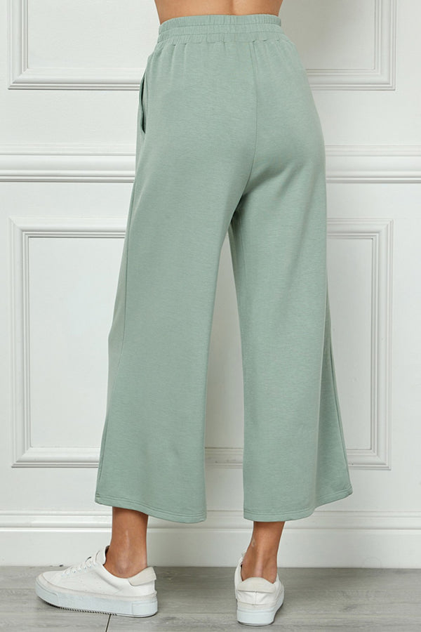 Cropped Wide Pants- Sage