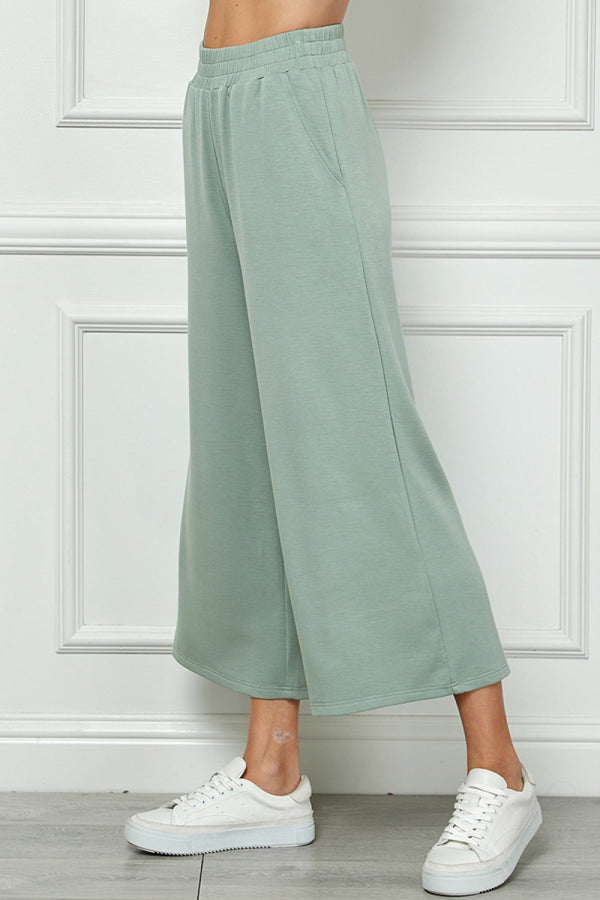 Cropped Wide Pants- Sage