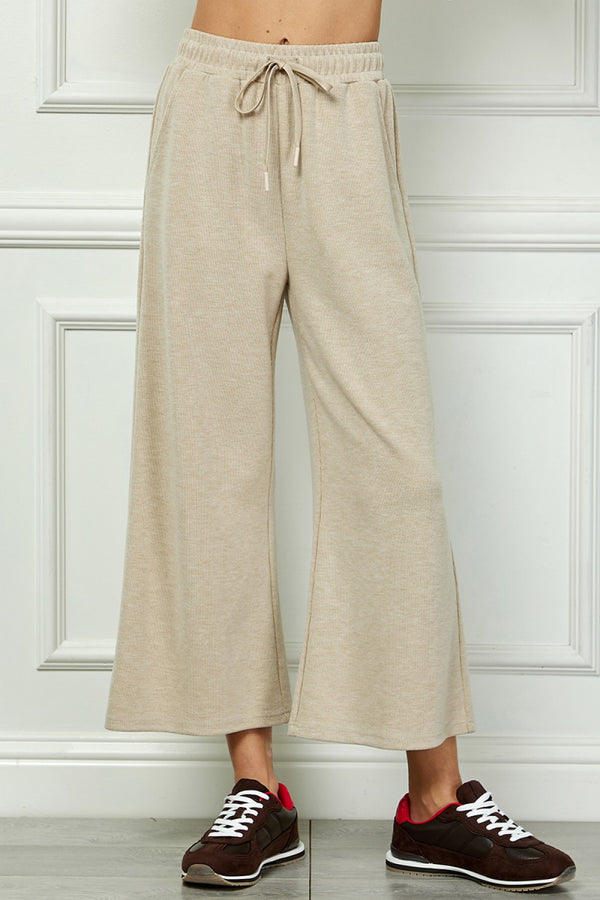 Cropped Loose Fit Pants Set- Oatmeal