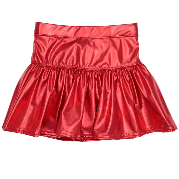 Slick Metallic Skort- Red