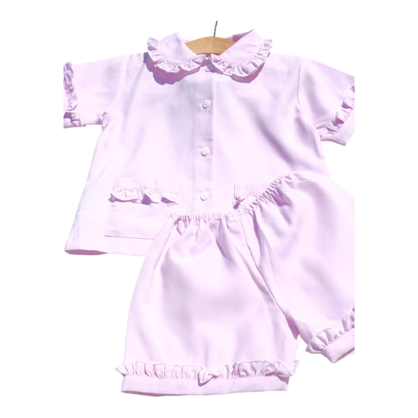 Pink Ruffle Short PJ Set