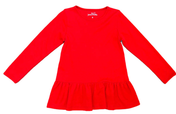 Peggie Peplum Knit Top- Red