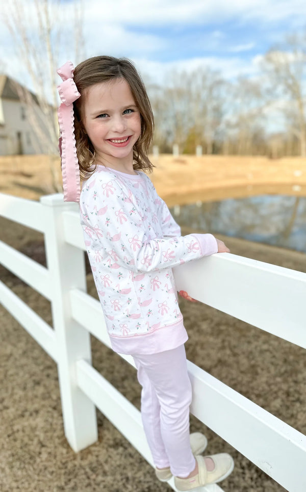 Light Pink Scalloped Stripe Leggings